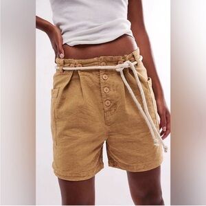 Free People Coney Beach Shorts Mustard Yellow Small